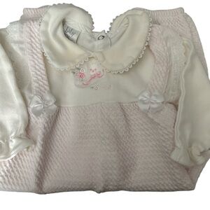 Vintage Baby Dior Embroidered Peterpan Collar Romper 6/9m